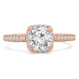 Round Lab Created Diamond Vintage Cathedral Cushion Halo Engagement Ring in Rose Gold (MVSLG1219-R)