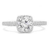 Round Lab Created Diamond Vintage Cathedral Cushion Halo Engagement Ring in White Gold (MVSLG1219-W)