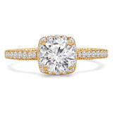 Round Lab Created Diamond Vintage Cathedral Cushion Halo Engagement Ring in Yellow Gold (MVSLG1219-Y)