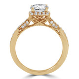 Round Lab Created Diamond Vintage Cathedral Cushion Halo Engagement Ring in Yellow Gold (MVSLG1219-Y)