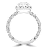 Round Lab Created Diamond Three-Row Open Bridge Cushion Halo Engagement Ring in White Gold (MVSLG1221-W)