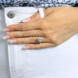 Round Lab Created Diamond Three-Row Open Bridge Cushion Halo Engagement Ring in White Gold (MVSLG1221-W)