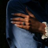 Round Lab Created Diamond Three-Row Open Bridge Cushion Halo Engagement Ring in White Gold (MVSLG1221-W)