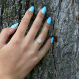 Round Lab Created Diamond Cathedral Cushion Halo Engagement Ring in White Gold (MVSLG1228-W)