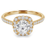 Round Lab Created Diamond Cathedral Cushion Halo Engagement Ring in Yellow Gold (MVSLG1228-Y)