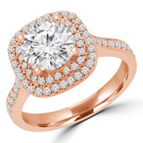 Round Lab Created Diamond Tapered Double Cushion Halo Engagement Ring in Rose Gold (MVSLG1229-R)