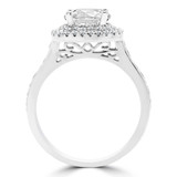 Round Lab Created Diamond Tapered Double Cushion Halo Engagement Ring in White Gold (MVSLG1229-W)
