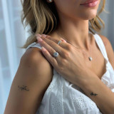 Round Lab Created Diamond Tapered Double Cushion Halo Engagement Ring in White Gold (MVSLG1229-W)