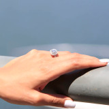 Round Lab Created Diamond Tapered Double Cushion Halo Engagement Ring in White Gold (MVSLG1229-W)