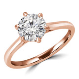 Round Lab Created Diamond Cathedral 6-Prong Solitaire Engagement Ring in Rose Gold (MVSLG1232-R)