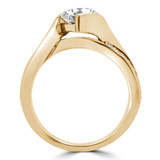 Round Lab Created Diamond Bypass Tension Set Solitaire with Accents Engagement Ring in Yellow Gold (MVSLG1235-Y)