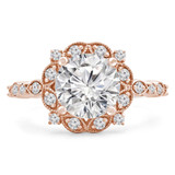 Round Lab Created Diamond Vintage Floral Halo Engagement Ring in Rose Gold (MVSLG1237-R)