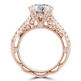 Round Lab Created Diamond Vintage Tapered Cathedral Solitaire with Accents Engagement Ring in Rose Gold (MVSLG1238-R)