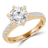 Round Lab Created Diamond 6-Prong Solitaire with Accents Engagement Ring in Yellow Gold (MVSLG1240-Y)
