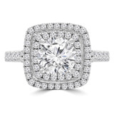 Round Lab Created Diamond Cathedral Double Cushion Halo Engagement Ring in White Gold (MVSLG1241-W)