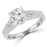 Round Lab Created Diamond Split-Shank Cathedral Solitaire with Accents Engagement Ring in White Gold (MVSLG1242-W)