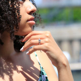 Round Lab Created Diamond Split-Shank Cathedral Solitaire with Accents Engagement Ring in White Gold (MVSLG1242-W)