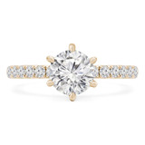 Round Lab Created Diamond 6-Prong Solitaire with Accents Engagement Ring in Yellow Gold (MVSLG1243-Y)