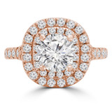 Round Lab Created Diamond Cathedral Double Cushion Halo Engagement Ring in Rose Gold (MVSLG1246-R)