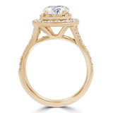 Round Lab Created Diamond Cathedral Double Cushion Halo Engagement Ring in Yellow Gold (MVSLG1246-Y)