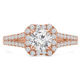 Round Lab Created Diamond Split-Shank Halo Engagement Ring in Rose Gold (MVSLG1247-R)