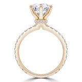 Round Lab Created Diamond 6-Prong Hidden Halo Solitaire with Accents Engagement Ring in Yellow Gold (MVSLG1250-Y)