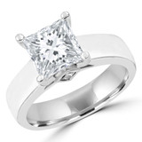 Princess Lab Created Diamond Cathedral Solitaire with Accents Engagement Ring in White Gold (MVSLG1254-W)