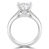 Princess Lab Created Diamond Cathedral Solitaire with Accents Engagement Ring in White Gold (MVSLG1254-W)