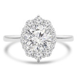 Round Lab Created Diamond Floral Oval Halo Engagement Ring in White Gold (MVSLG1258-W)