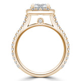 Round Lab Created Diamond Cathedral Open Bridge Cushion Halo Engagement Ring in Yellow Gold with Accents (MVSLG1260-Y)