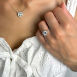 Round Lab Created Diamond Cathedral Halo Engagement Ring in White Gold with Accents (MVSLG1261-W)