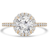 Round Lab Created Diamond Cathedral Halo Engagement Ring in Yellow Gold with Accents (MVSLG1261-Y)