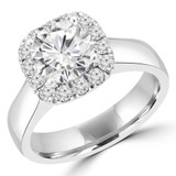 Round Lab Created Diamond Cathedral Cushion Halo Engagement Ring in White Gold (MVSLG1263-W)