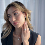 Round Lab Created Diamond Cathedral Cushion Halo Engagement Ring in White Gold (MVSLG1263-W)