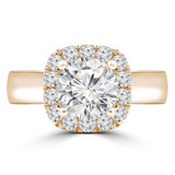 Round Lab Created Diamond Cathedral Cushion Halo Engagement Ring in Yellow Gold (MVSLG1263-Y)