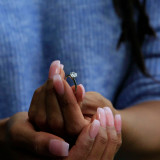 Round Lab Created Diamond 6-Prong Knife Edge Solitaire Engagement Ring in White Gold (MVSLG1272-W)