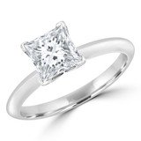 Princess Lab Created Diamond V-Prong Knife Edge Solitaire Engagement Ring in White Gold (MVSLG1273-W)