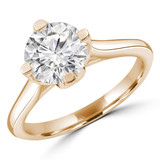 Round Lab Created Diamond Catherdral Floral Basket Compass Prongs Solitaire Engagement Ring in Yellow Gold (MVSLG1275-Y)