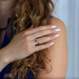 Round Lab Created Diamond Hidden Halo Solitaire with Accents Engagement Ring in White Gold (MVSLG1276-W)