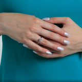 Round Lab Created Diamond Knife Edge Solitaire Engagement Ring in White Gold (MVSLG1279-W)