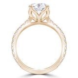 Round Lab Created Diamond Floral Petal Cathedral Solitaire with Accents Engagement Ring in Yellow Gold (MVSLG1286-Y)