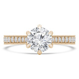 Round Lab Created Diamond Vintage 6-Prong Cathedral Solitaire with Accents Engagement Ring in Yellow Gold (MVSLG1287-Y)