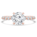 Round Lab Created Diamond Shared Prong Solitaire with Accents Engagement Ring in Rose Gold (MVSLG1289-R)