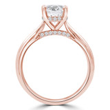 Round Lab Created Diamond Cathedral Diamond Bridge Hidden Halo Solitaire with Accents Engagement Ring in Rose Gold (MVSLG1290-R)