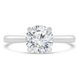 Round Lab Created Diamond Cathedral Diamond Bridge Hidden Halo Solitaire with Accents Engagement Ring in White Gold (MVSLG1290-W)