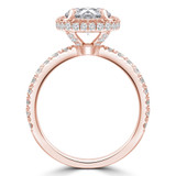 Round Lab Created Diamond Cushion Rollover Halo Engagement Ring in Rose Gold with Accents (MVSLG1291-R)