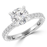 Round Lab Created Diamond Solitaire with Accents Engagement Ring in White Gold (MVSLG1293-W)