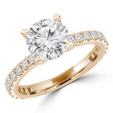 Round Lab Created Diamond Solitaire with Accents Engagement Ring in Yellow Gold (MVSLG1293-Y)