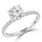 Round Lab Created Diamond Solitaire with Accents Engagement Ring in White Gold (MVSLG1294-W)