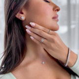 Round Lab Created Diamond Solitaire with Accents Engagement Ring in White Gold (MVSLG1294-W)